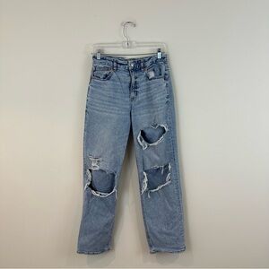 American Eagle Curvy 90's Straight Distressed Light Blue Jeans Size 6